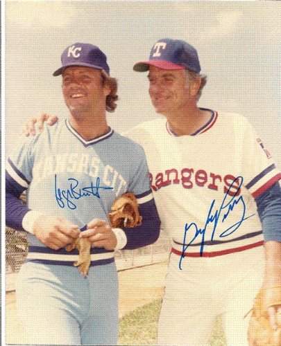 George Brett & Gaylord Perry Autographed/Hand Signed Kc Royals & Texas Rangers 8x10 Photo