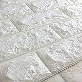 ブリック タイル レンガ 壁紙シール [ホワイト：(qb-001)] 70cm×77cm ブリックステッカー 軽量レンガシール 壁紙シール アクセントクロス ウォールステッカー おしゃれ はがせる 壁