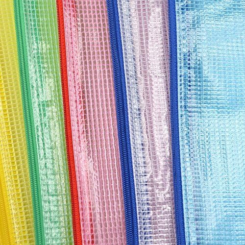 Blogger 4 pcs/pack Water-proof Plastic Mesh Zipper Pen File Document Folders Pockets Bag Case for Pen Drawing Examination Exam Test Certification Paper