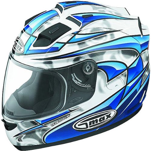 GMAX GM68 Odessey Men's Street Motorcycle Helmet - White/Blue/Black / Medium