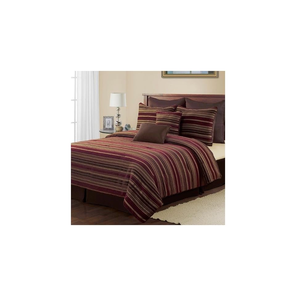 Victoria Classics Amber Striped Chenille 8 Piece Comforter Set In