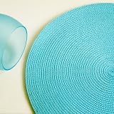 sky blue round woven placemat (set of 4)