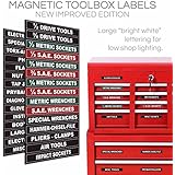 Adjustable Magnetic Toolbox Labels fits all Craftsman, Snap-on, Mac, Matco & Cornwell steel tool chest. Now you can organize all your tool box drawers, never search every toolbox drawer for a tool again. Thickest Magnets at the best price.