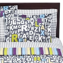 Typography Mini Bed in a Bag - Gray Multicolor 