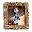 Girl with a Watering Can - Gold Frame Magnet with pop-out easel (2-3/4" x 2-1/2")