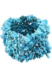 Gorgeous Simulated Turquoise Gemstone Chips Chunky Stretch Bracelet