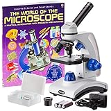 AmScope M162C-2L-PB10-WM 40X-1000X Dual Light Glass Lens All-Metal Frame Student Microscope with Slides and Book
