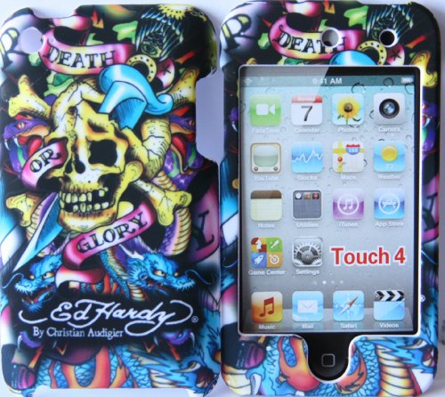 Ed Hardy Death Or Glory Skull iTouch Snap On Cover for iPod Touch 4G