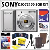 Sony DSCS2100 DSC-S2100 12.1MP Digital Camera with 3x Optical Zoom with Digital Steady Shot Image Stabilization and 3.0 inch LCD in Silver + 2GB Accessory Kit