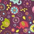 30 5" Retro Elephant Quilt Cotton Flannel Fabric Square