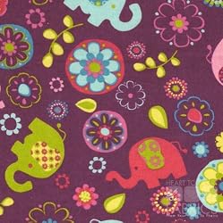 30 5" Retro Elephant Quilt Cotton Flannel Fabric Square