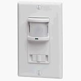 Leviton PR150-1LW Decora 150-Degree Passive Infrared Motion Activated Light Control with Switch, White