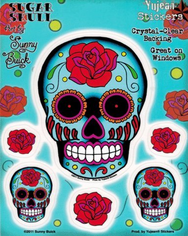Sunny Buick - Rose Sugar Skull - Set of 6 Stickers / Decals