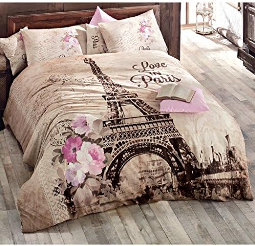 Luxury Egyptian 100% Cotton Paris Theme Themed 4 Pcs Queen Size Duvet Cover Set Bedding Linens