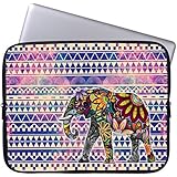Elonbo 15-Inch Fashion Tribal Stripe Exotic Elephant Waterproof Neoprene Laptop Soft Sleeve Case Bag Pouch Cover for 15.4" Macbook Pro