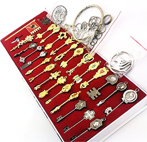 29pcs/set Fairy Tail Lucy Cosplay Key Keychain Scale &amp; Free Pink Tattoo Heartfilia Sign of the Zodiac Gold Key Pendants