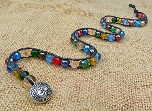 Multi color glass beaded wrap bracelet
