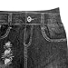 Simplicity Women's Denim Print Fake Jeans Seamless Footless Leggings,Dark Blue1