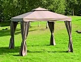 Siena Garden 105024 Dubai Alu-Pavillon 3 x 3 m mit Dach, grau / mocca