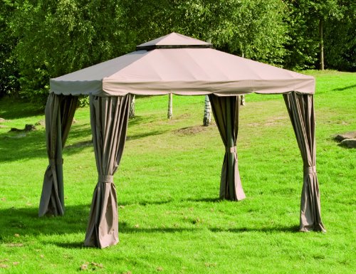 Siena Garden 105024 Dubai Alu-Pavillon 3 x 3 m mit Dach, grau / mocca Preisvergleich