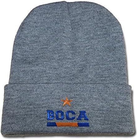 JIUWEI Club Atletico Boca Juniors Logo Beanie Fashion Unisex Embroidery Beanies Skullies Knitted Hats Skull Caps - Grey