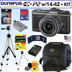 Olympus PEN E-P2 12.3 MP Micro Four Thirds Interchangeable Lens Digital Camera with 14-42mm f/3.5-5.6 Zuiko Digital Zoom Lens and Electronic View Finder + 8GB Deluxe Accessory Kit