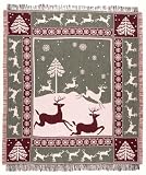 Snow Deer Reindeer Christmas Holiday Afghan Throw Blanket 50