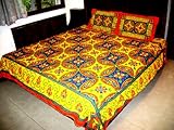 Hand, Block Printed, Multicolored Bedspread Set - Kantha Embroidery - Medit ....