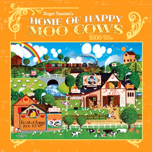 61qK8qXWQsL Ceaco Roger Nannini Tin 1000 Piece Puzzle   Home of Happy Moo Cows