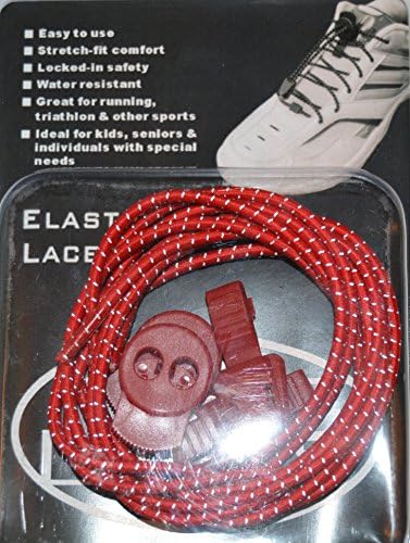 Locking Reflective Elastic No Tie Shoe Laces System (Red)