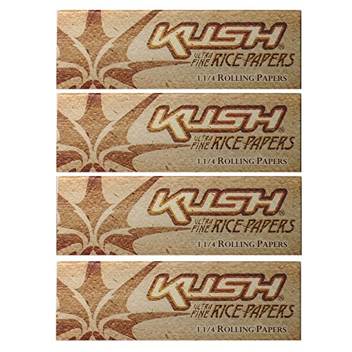 Kush Ultra Fine Rice Rolling Papers 1/4 size 4 Packs (50 Sheets Per Pack)