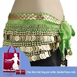 BellyLady Multi-Row Coin Belly Dance Wrap, Gold Coins, Tote Bag Included