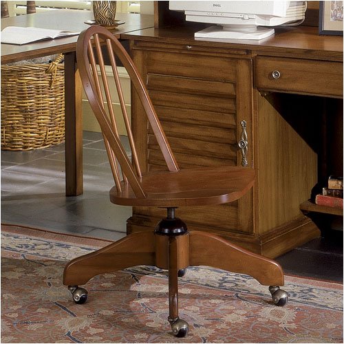 Riverside Furniture 73038 Plantation Key Bow Back Desk Chair in Antique Tobacco Maple