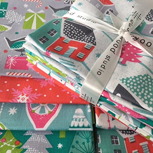 Christmas Fabric Bundle - Christmas Dreams DASHFB26 - Baubles, Stars, Snowflakes, Trees - 7 Piece Christmas Fabric Bundle - 7 Fat Quarters (18" x 22" pieces) - 100% Cotton