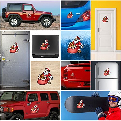 Decal Sticker Santa Claus With Gifts Motorbike Vehicle Weatherproof Garage ca (30 X 28.2 In)