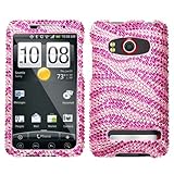 Rhinestones Protector Case for HTC EVO 4G, Hot Pink Zebra Stripes Full Diam ....