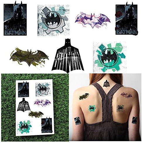 Sticks and Lemons - Batman Reinvented - Removable Temporary Tattoos (Pack of 1 Sheet) - High Quality and Popular Batman Dark Knight Temporary Fake Tattoo Sheet - Long Lasting and Waterproof