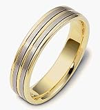 5mm Comfort Fit Platinum and 18 Karat Gold Wedding Band Ring