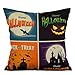 HOSL PW02 4-Pack Happy Halloween Square Decorative Throw Pillow Case Cushion Cover Spider Moon Bat Pumpkin