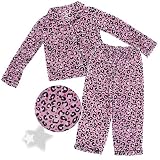 Pink and Black Leopard Print Fleece Coat Style Pajamas for Girls