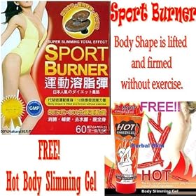 Japan Lingzhi Sport Burner Diet (60 capsules)+ Burn Fat Anti Cellulite Hot Chilli Body Slimming Gel 85ml