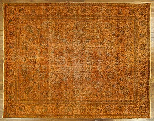 BH Sun H7402 10 x 12 ft. Sunrise Orange Tabriz Overdyed Hand Knotted Wool Area Rug