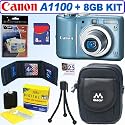Canon PowerShot A1100IS 12.1 MP Digital Camera (Blue) + 8GB Accessory Kit