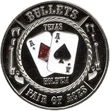 Bullets Pair of Aces Silver Poker Card Cover Protector