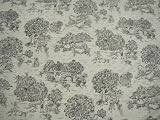 Old French Country Toile Upholstery Fabric ~ Black