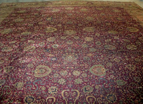 18x24 BURGUNDY ANTIQUE 1900S INDIAN ORIENTAL 