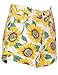 Women Sunflower Print Stretch Denim High Waist Cuff Shorts Hot Pants