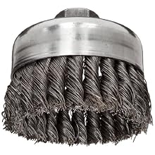 Weiler Wire Cup Brush, Threaded Hole, Steel, Full Twist Knotted, 4" Diameter, 0.023" Wire Diameter, 5/8"-11 Arbor, 1-1/4" Bristle Length, 9000 rpm (Pack of 1)