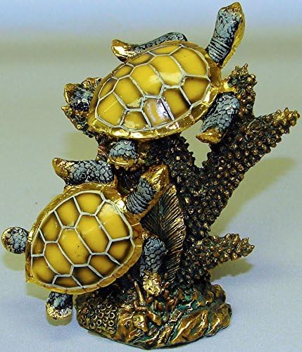 Figurines - Aquatic Animals- Sea Turtle 4" Figurine. Gold Electroplated.