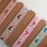Beautiful 2cm wide ribbon; Beautiful Paisley Mogul India Jacquard designs, Traditional Mogul Jacquard Inspired sari Indian ribbon border; Great For Crafts and Hobbies; 4 Beautiful Colour options (1 Cerise and Pale Pink (2 Lilac and Lavender (3 Turquoise and Pale Blue (4 Lavender and Magenta ;Great Quality. washable.